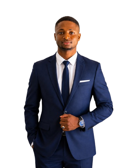 Kehinde, CEO of Kartio Developer, in a navy suit