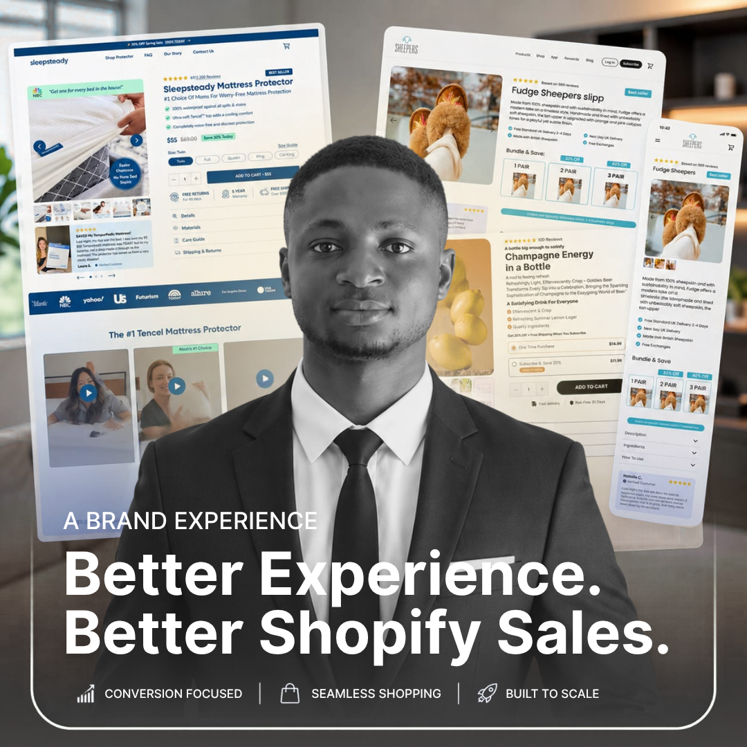 Shopify sales campaign design showing responsive ecommerce product pages